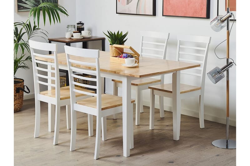 Jadwin Matbord 150 cm Förlängningsbart - Vit/Ljusbrun - Matbord & köksbord - Klaffbord & Hopfällbart bord