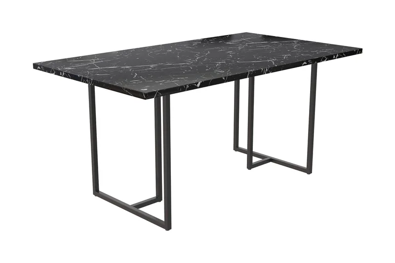 Kaiti Rektangulärt Matbord 163 cm i Metall och Trä med Marmorutseende - Svart - Möbler - Bord & matgrupper - Matbord & köksbord