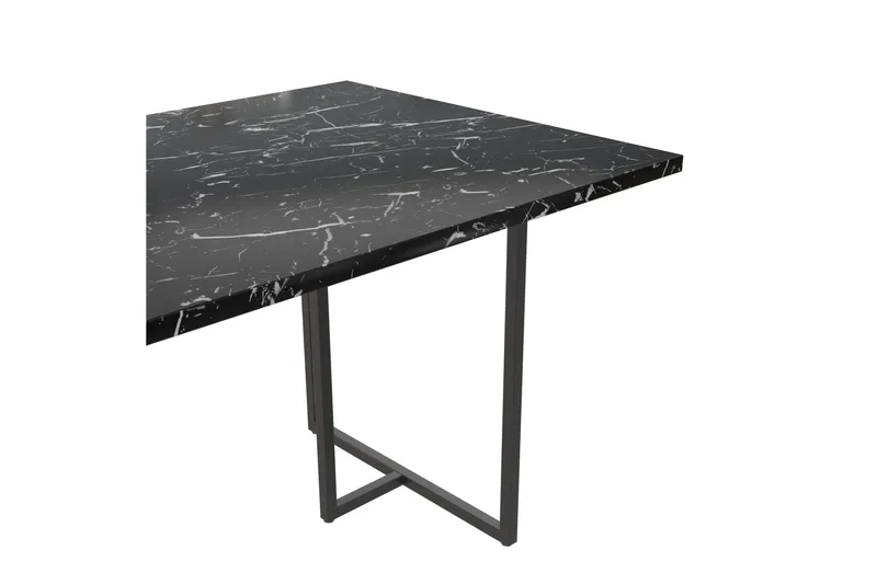 Kaiti Rektangulärt Matbord 163 cm i Metall och Trä med Marmorutseende - Svart - Möbler - Bord & matgrupper - Matbord & köksbord