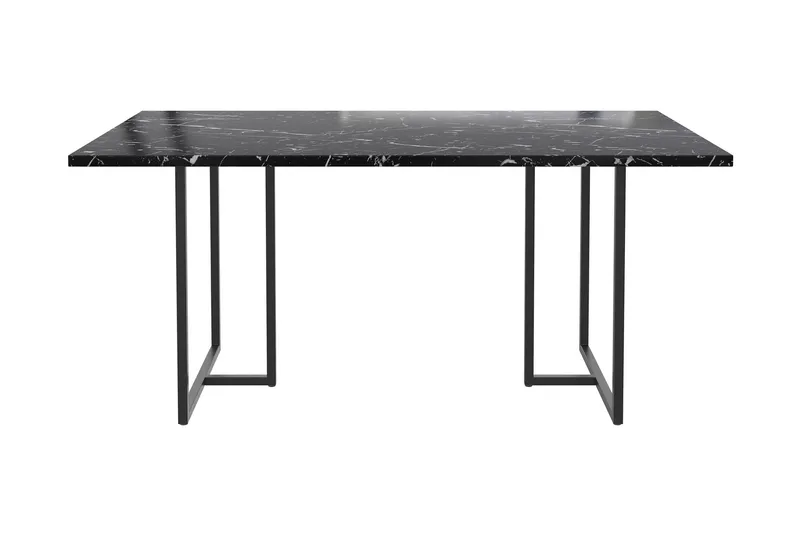 Kaiti Rektangulärt Matbord 163 cm i Metall och Trä med Marmorutseende, Svart