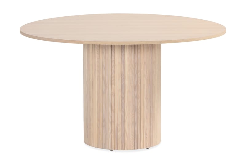 Kopparbo Matbord Runt 130 cm - Ljust vitlaserat ekträ - Matbord & köksbord - Klaffbord & Hopfällbart bord