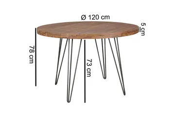 Langner Runt Matbord 120 cm i Trä med Metallben - Brun - Möbler - Bord & matgrupper - Matbord & köksbord