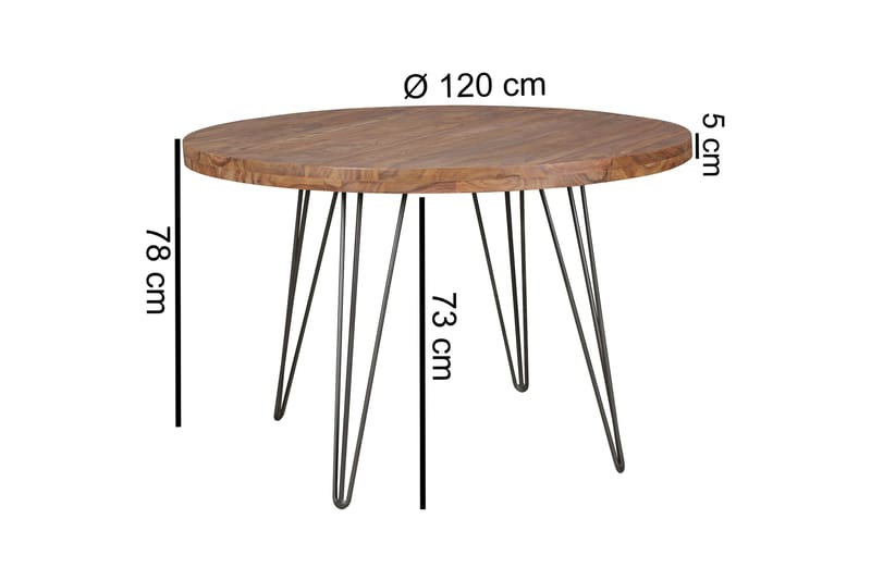 Langner Runt Matbord 120 cm i Trä med Metallben - Brun - Möbler - Bord & matgrupper - Matbord & köksbord