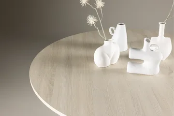 Lanzo Runt Matbord 120 cm med Trä- och Ekutseende - Vitlaserad - Möbler - Bord & matgrupper - Matbord & köksbord