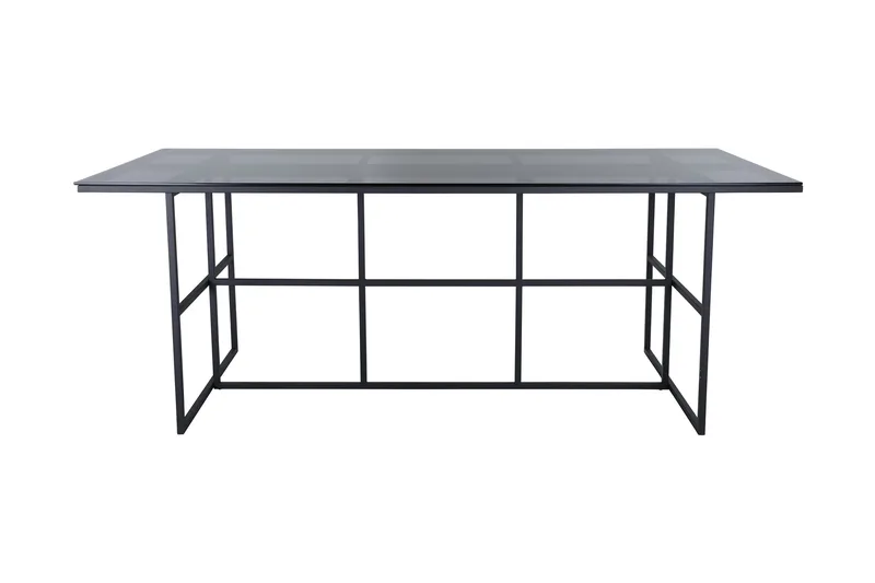 Leif Stort Rektangulärt Matbord 200 cm i Glas med Metallutseende, Grå