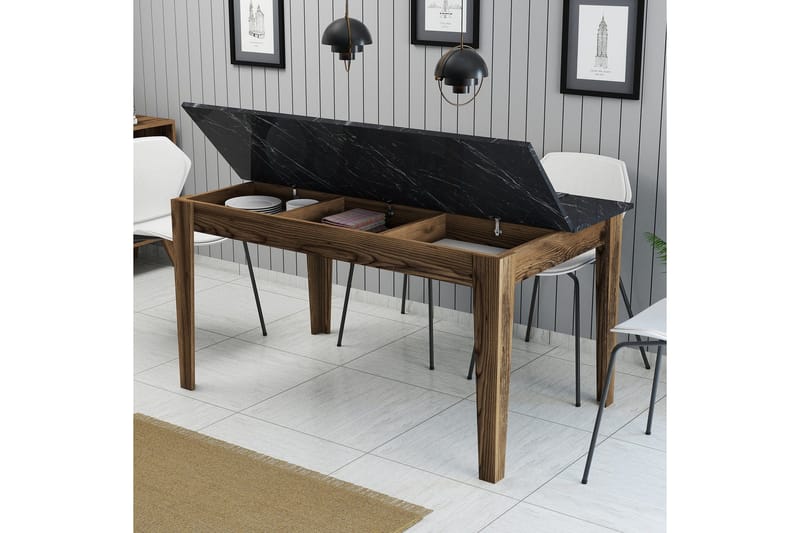Lissione Matbord 145x88 cm Brun/Svart - Hanah Home - Möbler - Bord & matgrupper - Matbord & köksbord