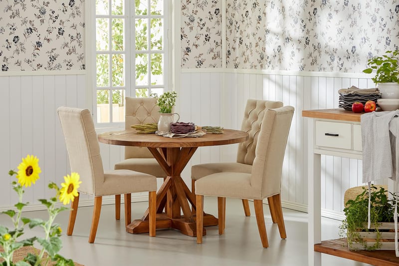 Lyon Runt Litet Matbord Vintage 120 cm - Natur / Trä / Alm - Möbler - Bord & matgrupper - Matbord & köksbord