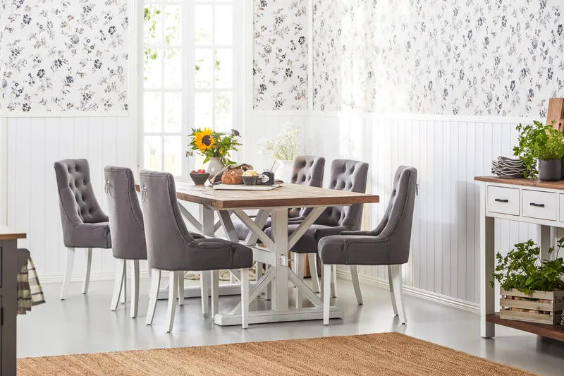 Lyon Vintage Matbord 200 cm Förlängningsbart - Natur / Vit - Möbler - Bord & matgrupper - Matbord & köksbord