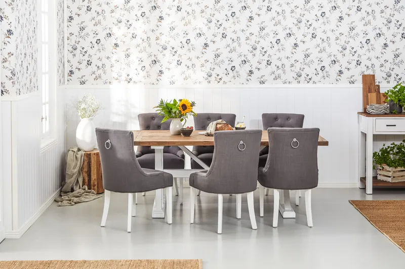 Lyon Vintage Matbord 200 cm Förlängningsbart - Natur / Vit - Möbler - Bord & matgrupper - Matbord & köksbord