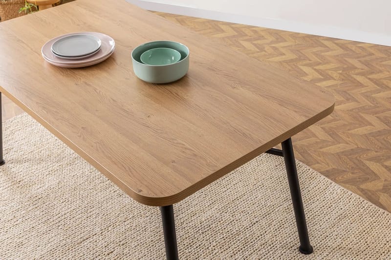 Makwana Rektangulärt Matbord 160 cm i Trä med Metallben - Natural - Möbler - Bord & matgrupper - Matbord & köksbord