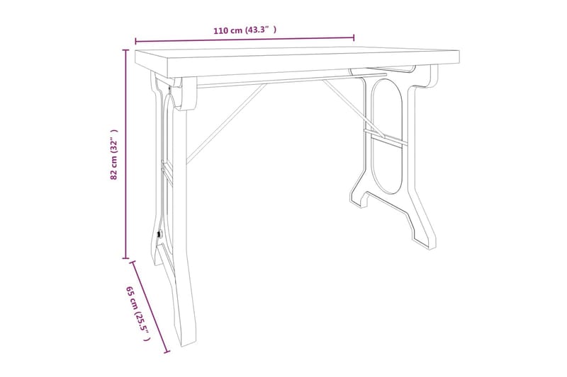 Matbord 110x65x82 cm massivt granträ och järn - Brun - Matbord & köksbord