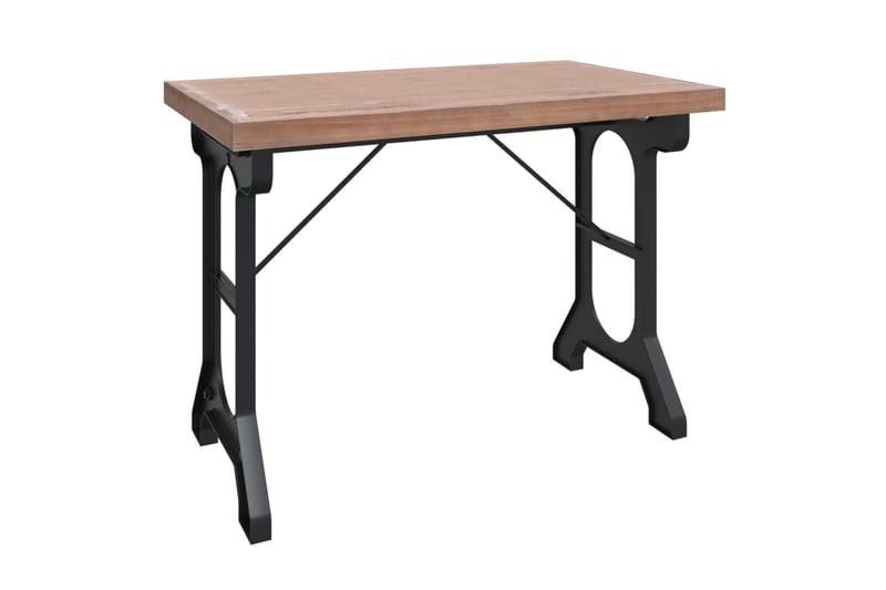 Matbord 110x65x82 cm massivt granträ och järn - Brun - Matbord & köksbord