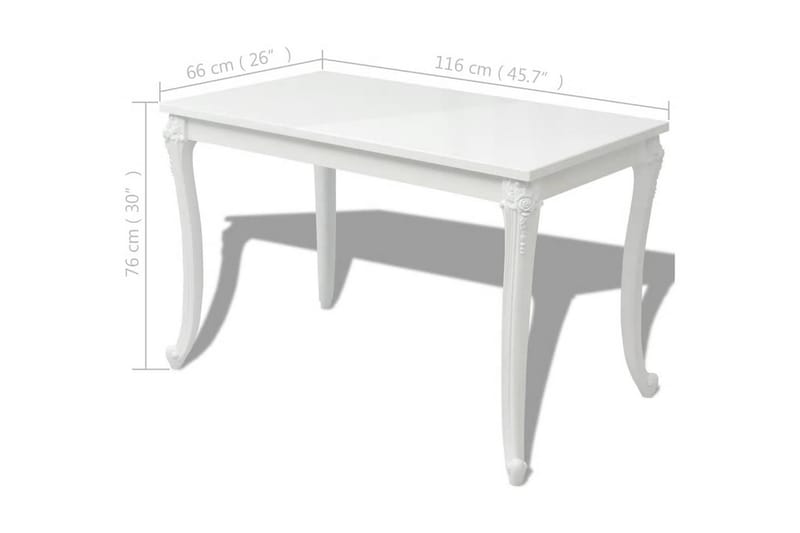 Matbord 116x66x76 cm vit högglans - Vit - Möbler - Bord & matgrupper - Matbord & köksbord