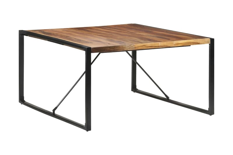 Matbord 140x140x75 cm massivt trä med sheshamfinish - Brun - Matbord & köksbord