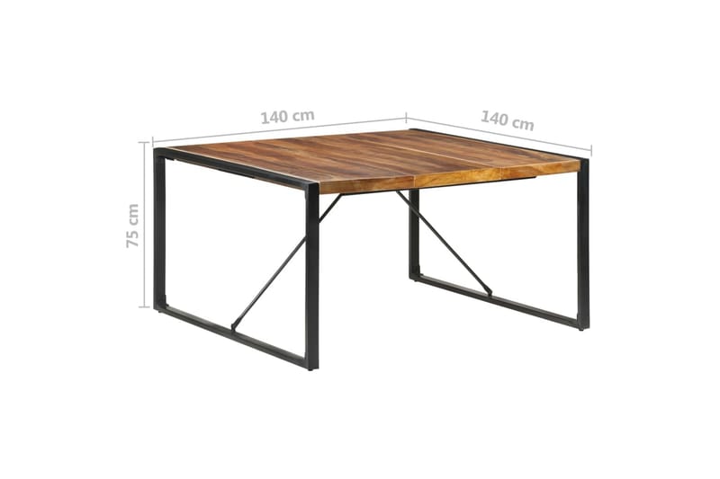 Matbord 140x140x75 cm massivt trä med sheshamfinish - Brun - Möbler - Bord & matgrupper - Matbord & köksbord