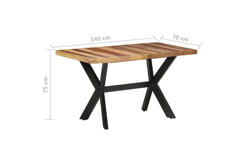 Matbord 140x70x75 cm massivt trä med sheshamfinish - Brun - Möbler - Bord & matgrupper - Matbord & köksbord