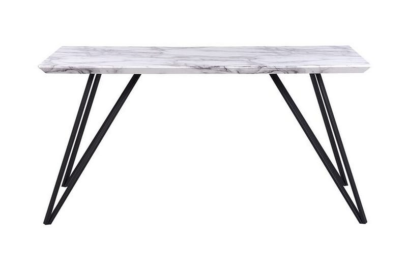 Matbord 150 x 80 cm marmor effekt/svart MOLDEN - Vit - Matbord & köksbord