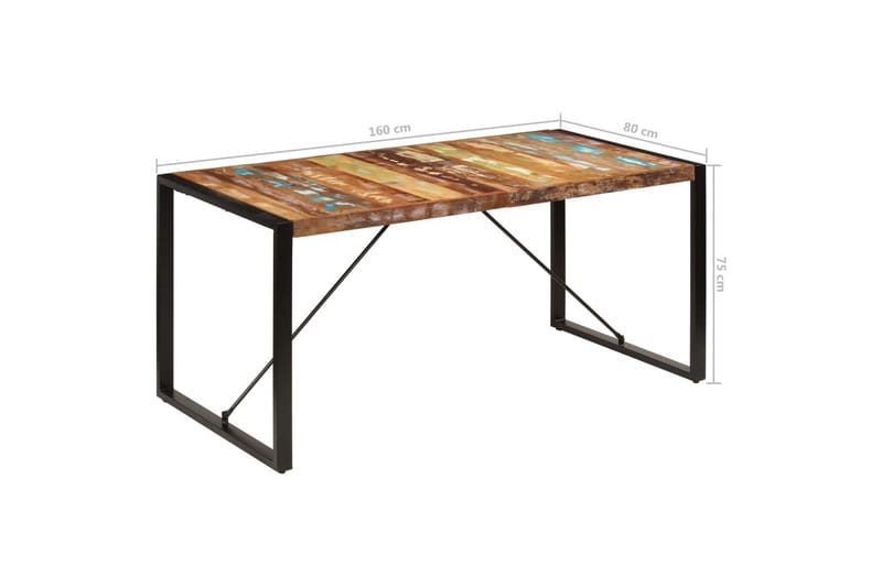 Matbord 160x80x75 cm massivt återvunnet trä - Flerfärgad - Matbord & köksbord