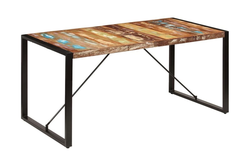 Matbord 160x80x75 cm massivt återvunnet trä - Flerfärgad - Matbord & köksbord