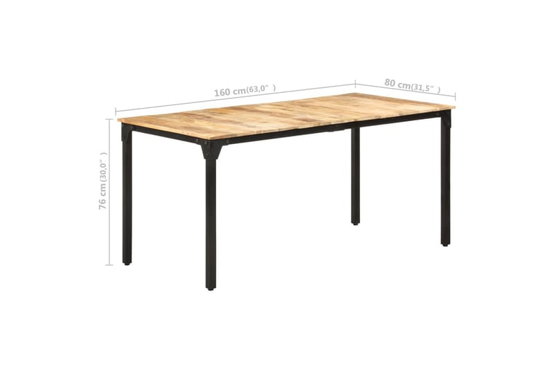 Matbord 160x80x76 cm grovt mangoträ - Brun - Möbler - Bord & matgrupper - Matbord & köksbord