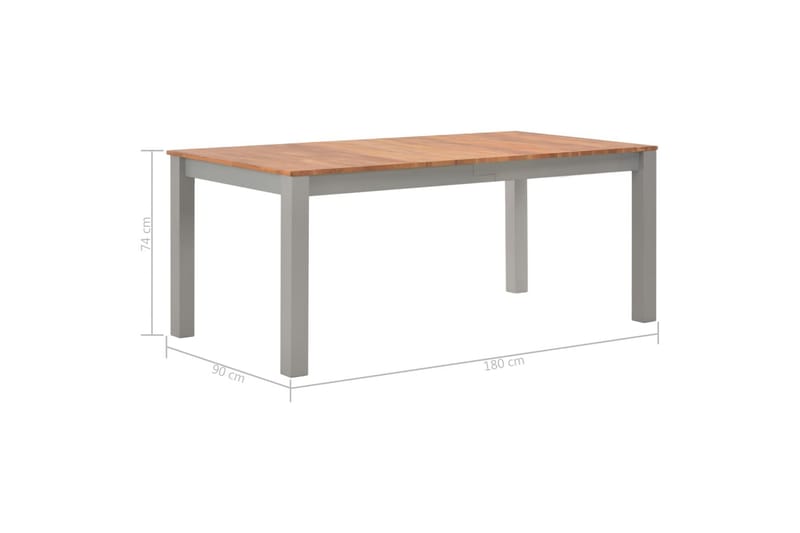 Matbord 180x90x74 cm massivt ekträ - Grå - Möbler - Bord & matgrupper - Matbord & köksbord