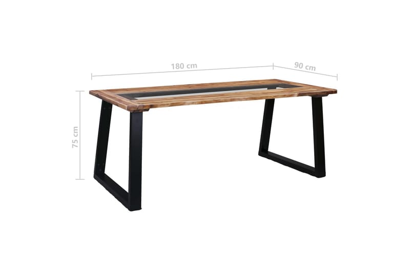Matbord 180x90x75 cm massivt akaciaträ och glas - Brun - Möbler - Bord & matgrupper - Matbord & köksbord