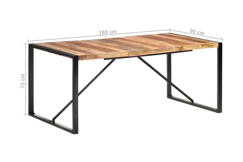 Matbord 180x90x75 cm massivt trä med sheshamfinish - Brun - Möbler - Bord & matgrupper - Matbord & köksbord