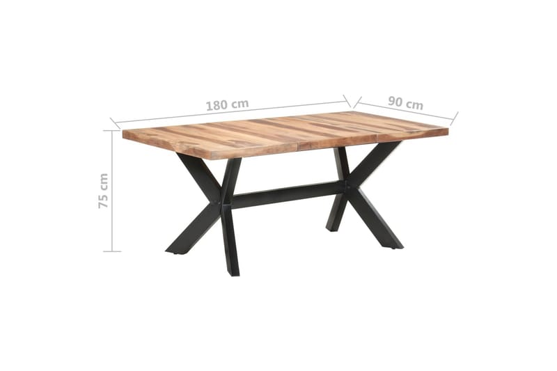 Matbord 180x90x75 cm massivt trä med sheshamfinish - Brun - Möbler - Bord & matgrupper - Matbord & köksbord