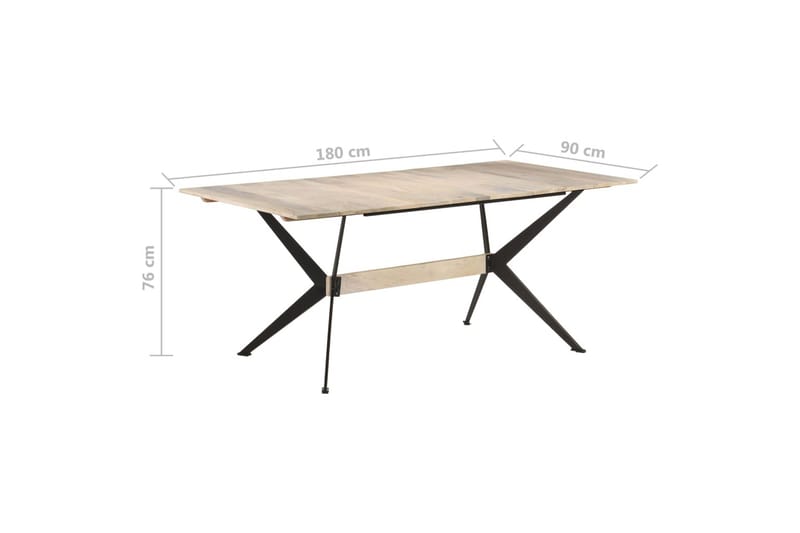 Matbord 180x90x76 cm massivt mangoträ - Brun - Matbord & köksbord