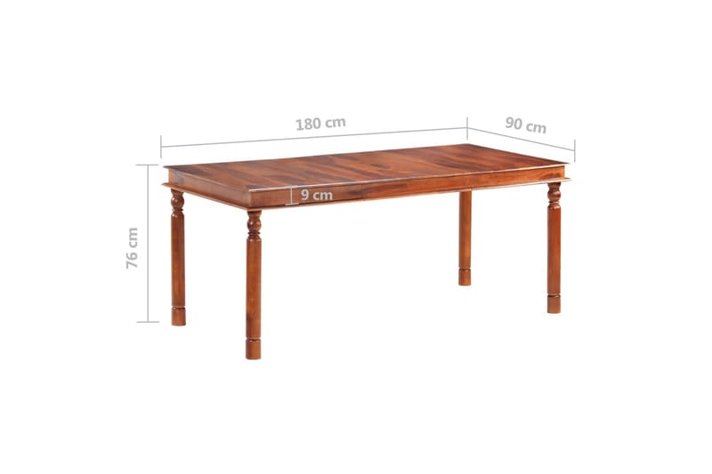 Matbord 180x90x76 cm massivt sheshamträ - Brun - Matbord & köksbord