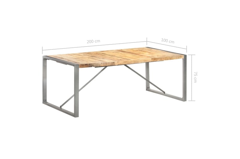 Matbord 200x100x75 cm massivt grovt mangoträ - Brun - Matbord & köksbord