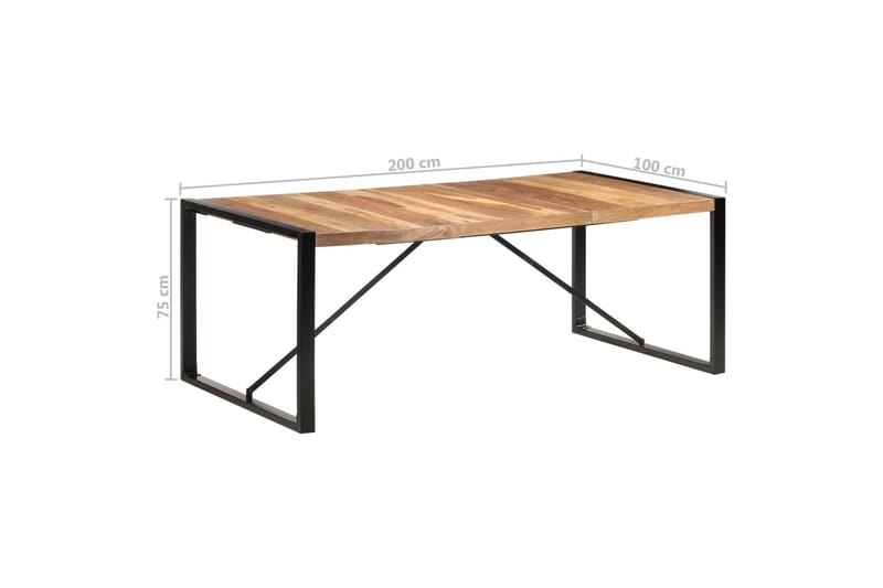 Matbord 200x100x75 cm massivt trä med sheshamfinish - Brun - Matbord & köksbord