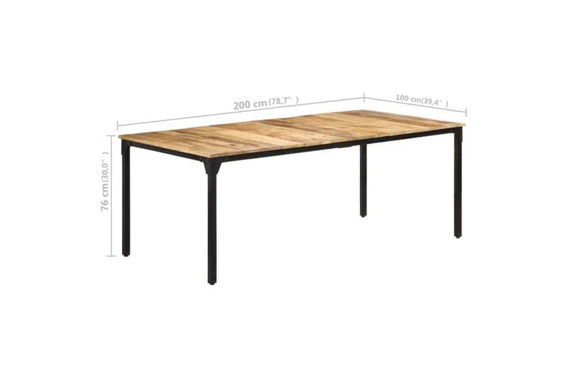 Matbord 200x100x76 cm grovt mangoträ - Brun - Möbler - Bord & matgrupper - Matbord & köksbord