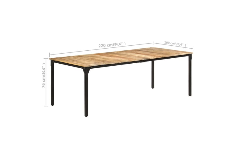 Matbord 220x100x76 cm grovt mangoträ - Brun - Möbler - Bord & matgrupper - Matbord & köksbord