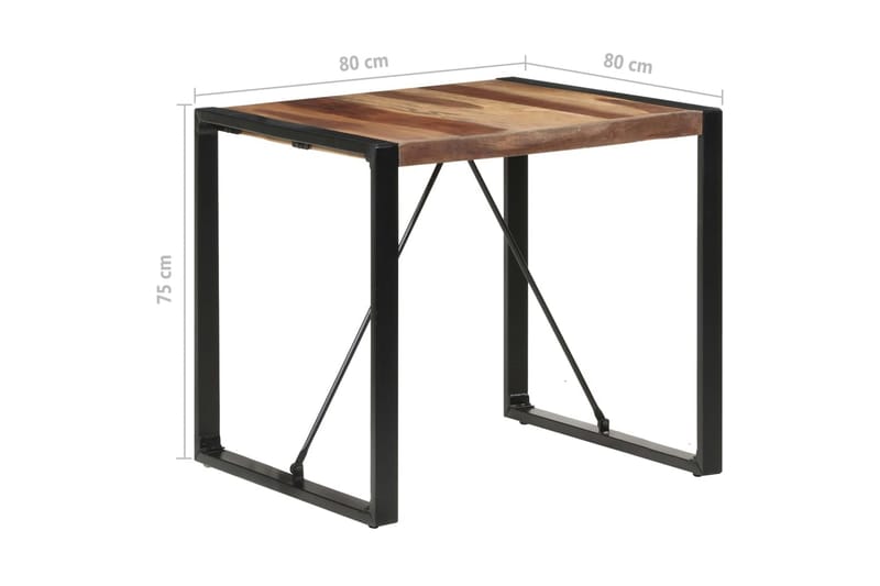 Matbord 80x80x75 cm massivt trä med sheshamfinish - Brun - Matbord & köksbord