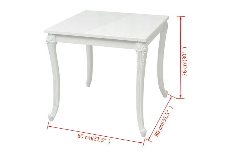 Matbord 80x80x76 cm högglans vit - Vit - Möbler - Bord & matgrupper - Matbord & köksbord
