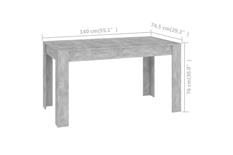 Matbord betonggrå 140x74,5x76 cm spånskiva - Grå - Matbord & köksbord