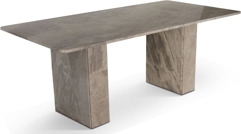 Matbord i marmor 200x100 cm - Beige marmorbord, Silver Diana