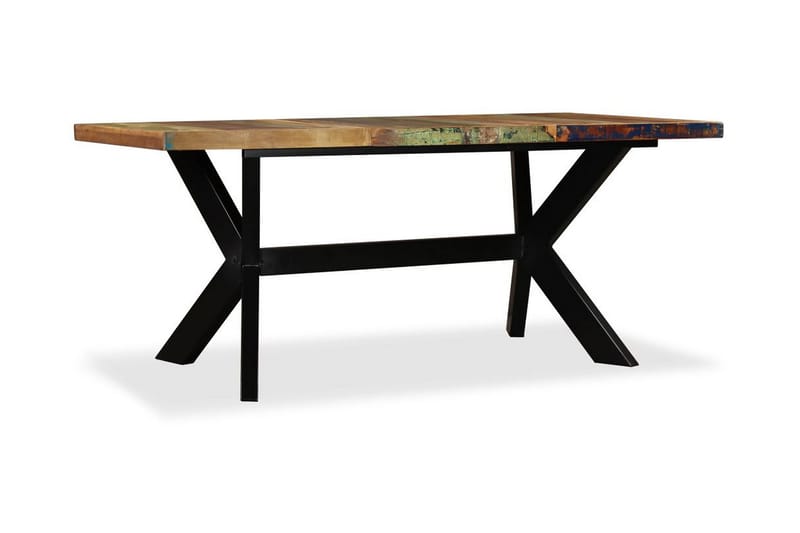 Matbord massivt återvunnet trä och stål kryss 180 cm - Brun - Möbler - Bord & matgrupper - Matbord & köksbord