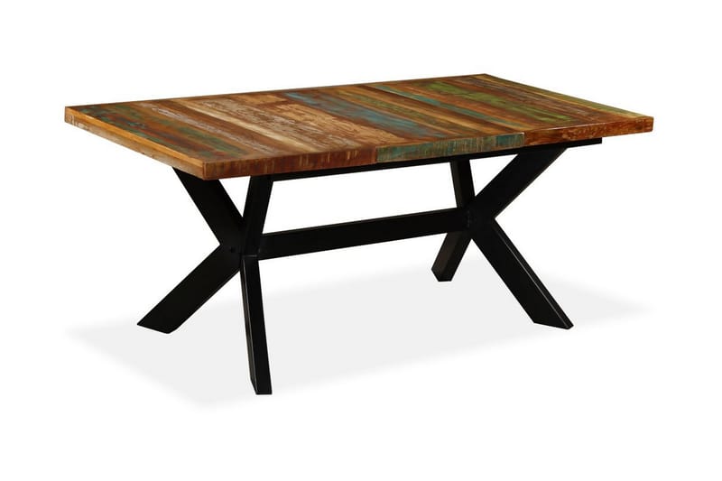 Matbord massivt återvunnet trä och stål kryss 180 cm - Brun - Matbord & köksbord