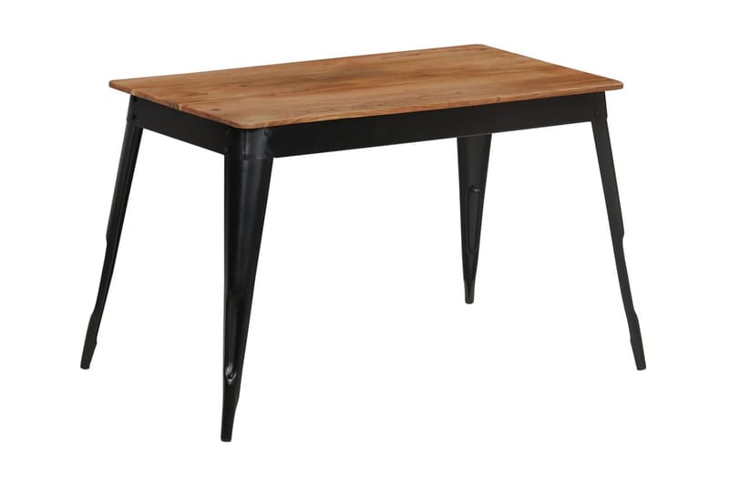 Matbord massivt akaciaträ och stål 120x60x76 cm - Brun - Möbler - Bord & matgrupper - Matbord & köksbord