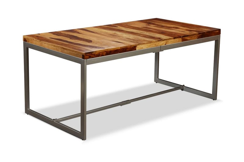 Matbord massivt sheshamträ och stål 180 cm - Brun - Matbord & köksbord