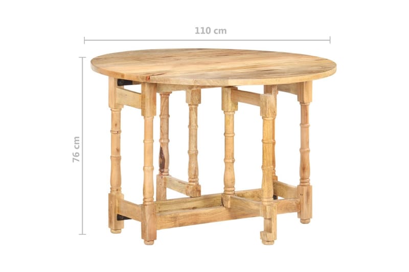 Matbord rund 110x76 cm massivt mangoträ - Brun - Matbord & köksbord