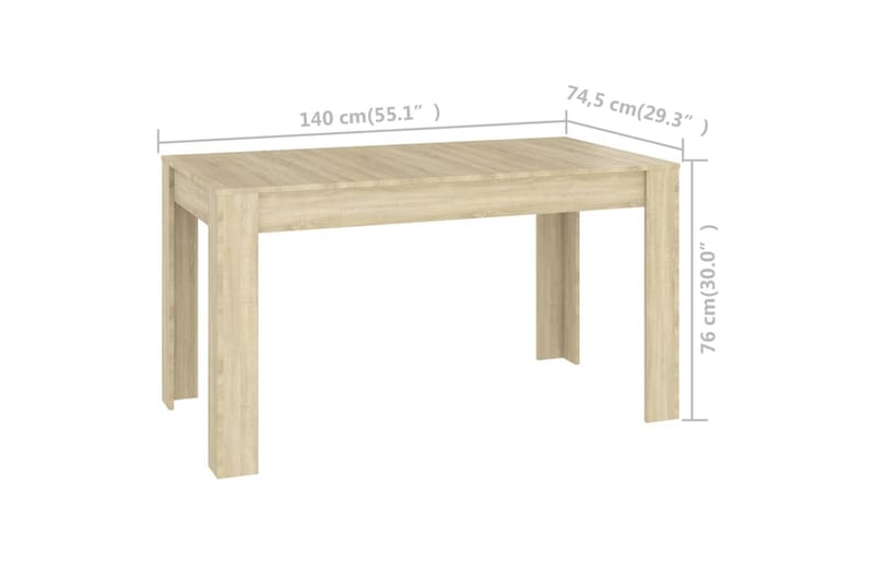 Matbord sonoma-ek 140x74,5x76 cm spånskiva - Brun - Möbler - Bord & matgrupper - Matbord & köksbord