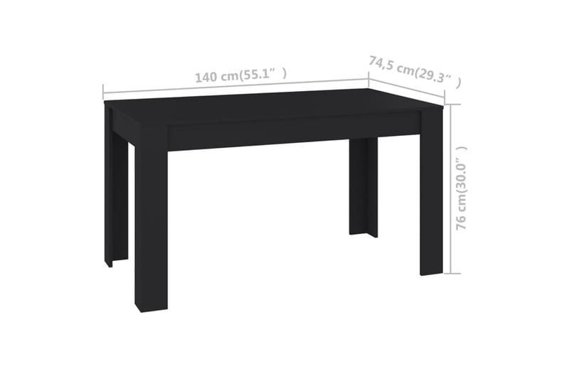 Matbord svart 140x74,5x76 cm spånskiva - Svart - Matbord & köksbord