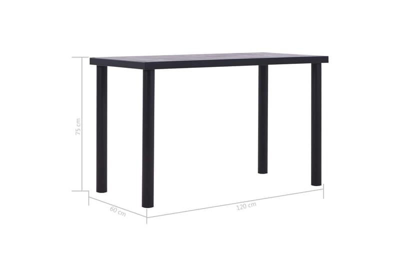 Matbord svart och betonggrå 120x60x75 cm MDF - Svart - Möbler - Bord & matgrupper - Matbord & köksbord
