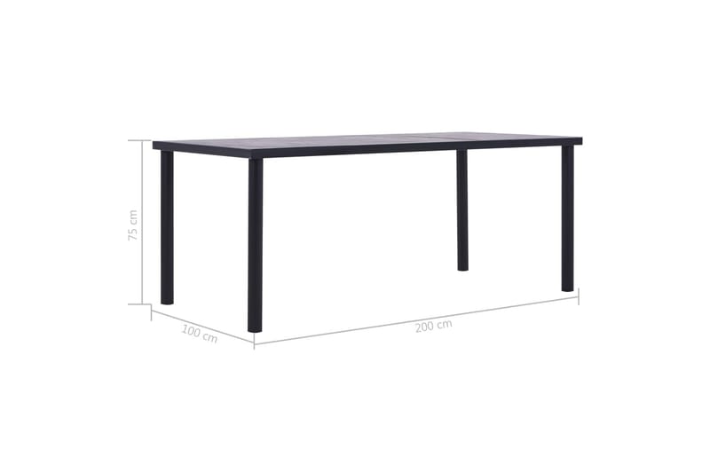 Matbord svart och betonggrå 200x100x75 cm MDF - Svart - Möbler - Bord & matgrupper - Matbord & köksbord
