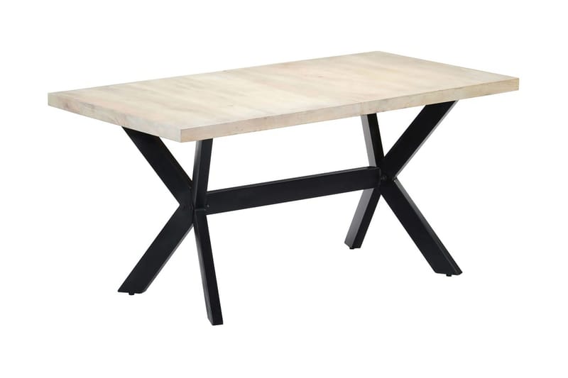 Matbord vit 160x80x75 cm massivt mangoträ - Vit - Möbler - Bord & matgrupper - Matbord & köksbord
