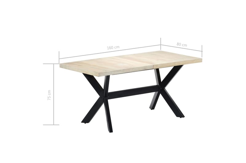 Matbord vit 160x80x75 cm massivt mangoträ - Vit - Möbler - Bord & matgrupper - Matbord & köksbord