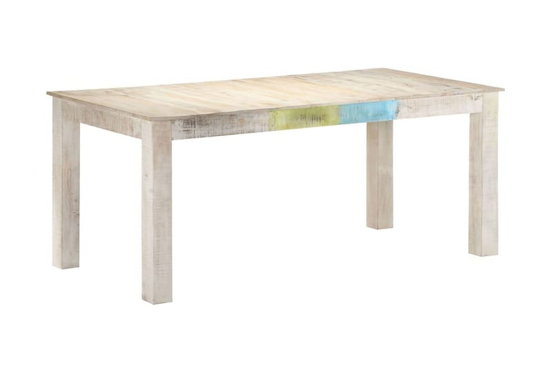 Matbord vit 180x90x76 cm massivt mangoträ - Vit - Matbord & köksbord
